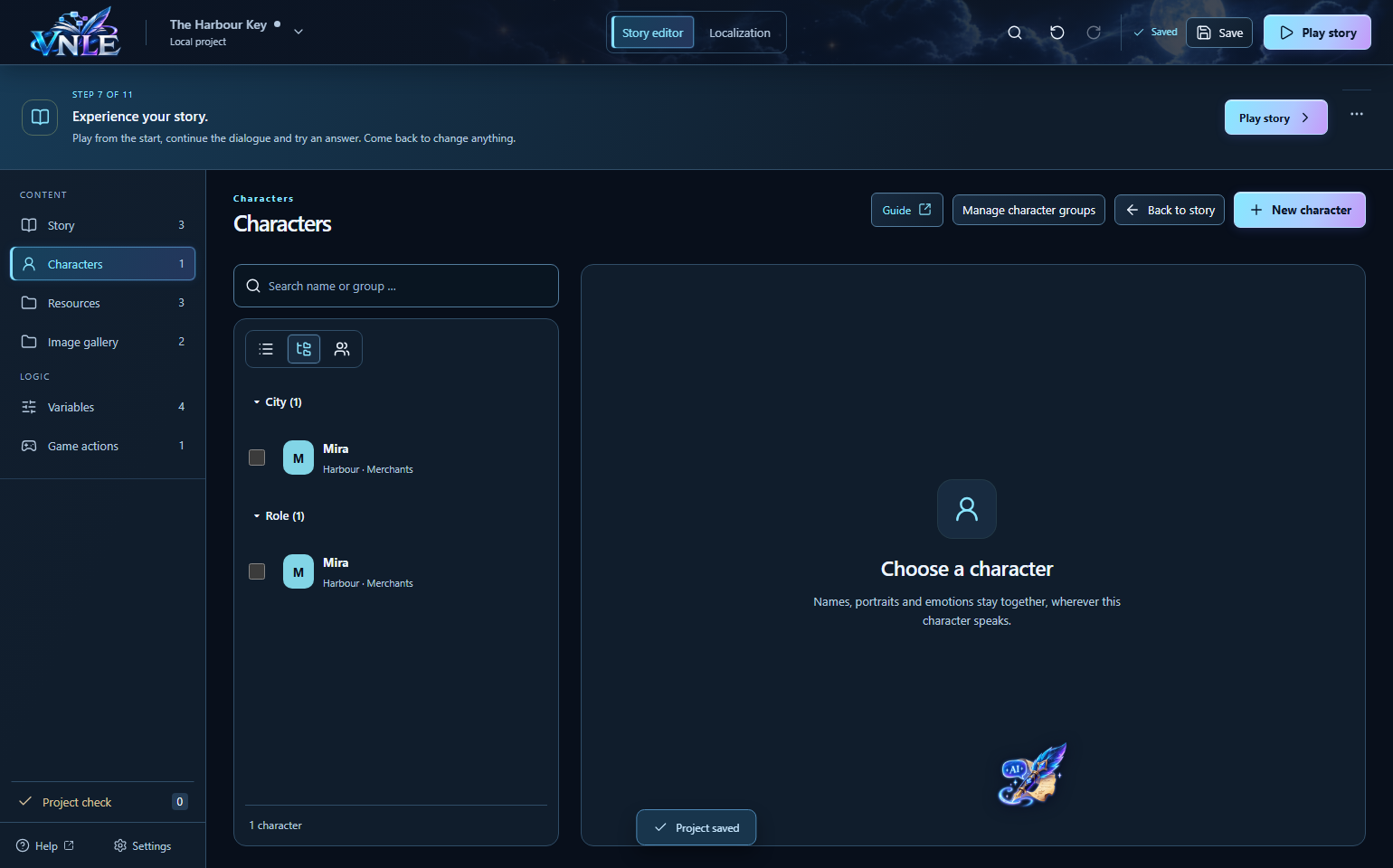 Mira grouped by City in the English VNLE interface